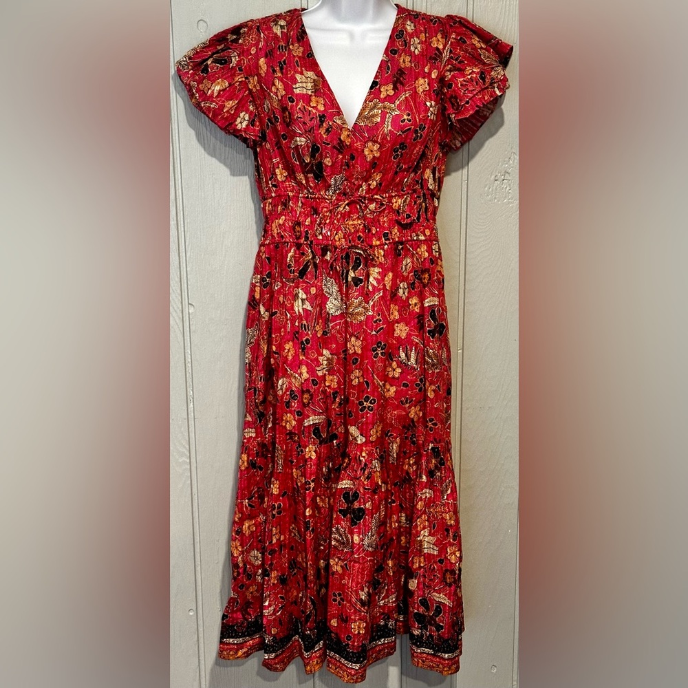 Ulla Johnson Pink Floral Midi Dress
